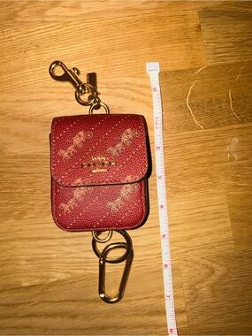 Coach Red Signature Clip-On Pouch Keychain